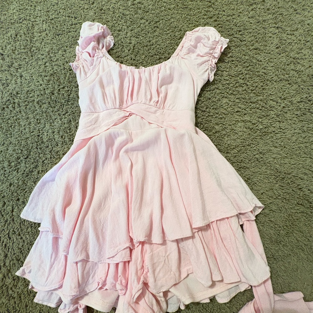 Altar'd State Pink Ruffled Jumpsuit (worn once!)